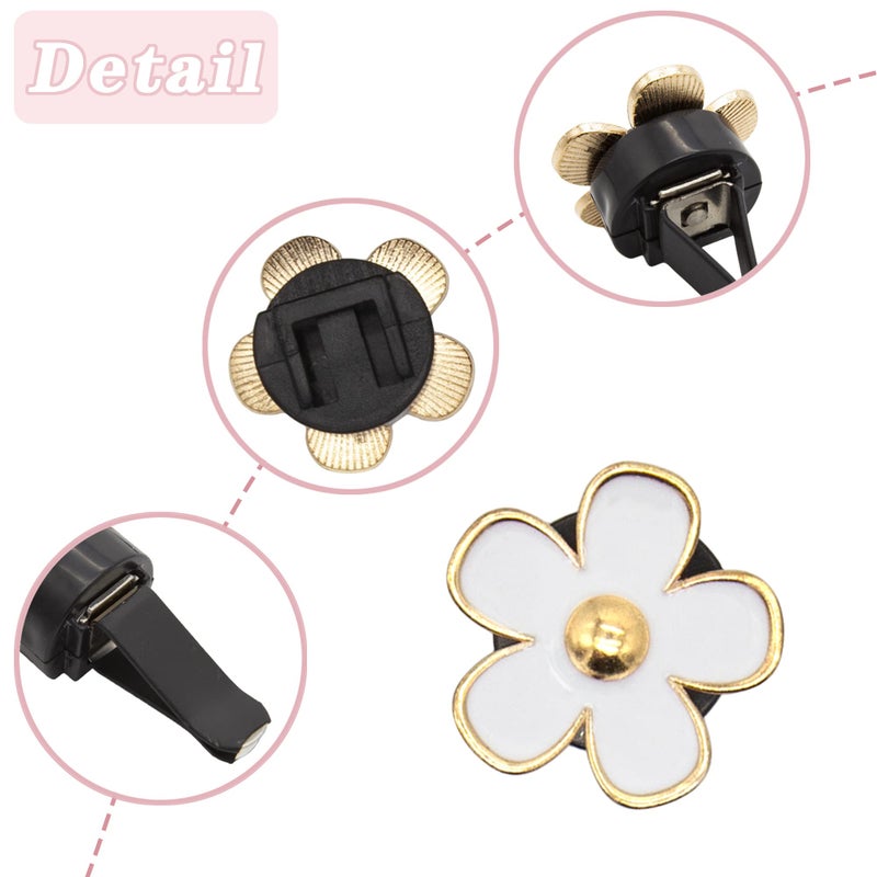 Acantha Car Vent Clips 8pcs Daisy Flowers Air Vent Clips With 12pcs DIY Unscented Fragrance for Girls Women White - Image 3